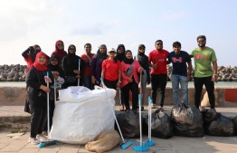 Some BML employees who partook the cleaning program -- Photo: Bank of Maldives