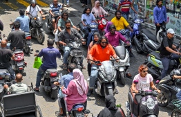 Heavy traffic in Male' Majeedjee Magu: Traffic has worsened ahead of Ramadan -- Photo: Nishan Ali