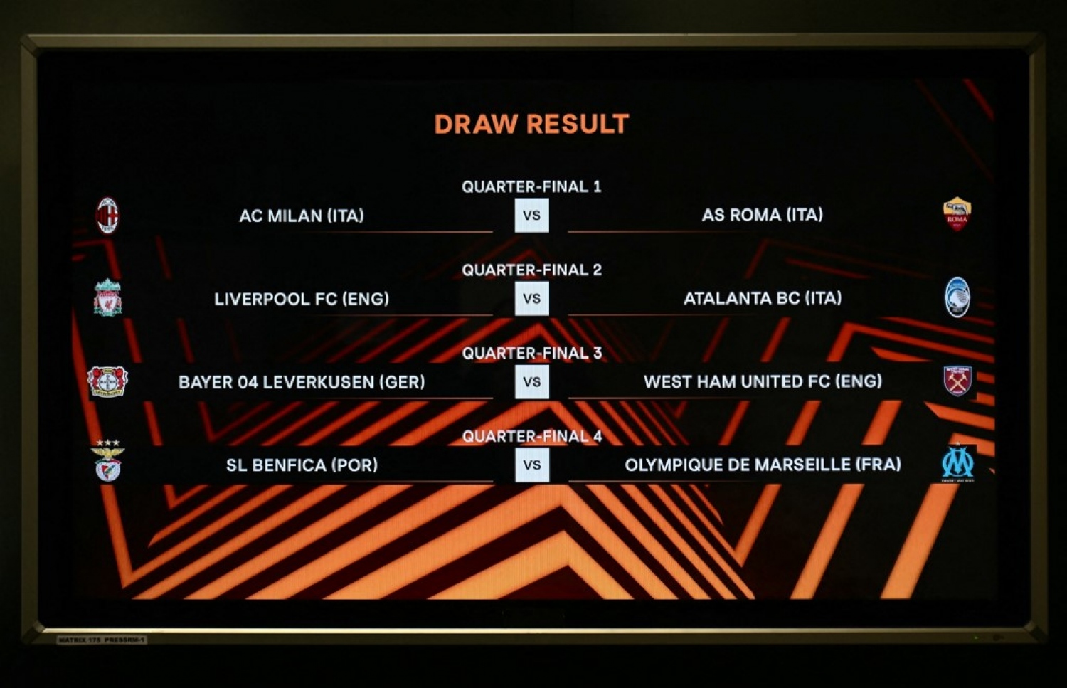 ޔޫރޮޕާ ލީގުގެ ކުއާޓާ ފައިނަލް ޑްރޯ.--