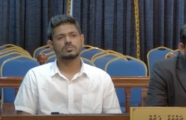 S. Hulhudhoo 'Deliaage' Irfan Thagiyyu, who was charged in the 72-kg drug smuggling case, during today's hearing: His release has been rejected. -- Photo: Mihaaru