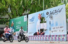 Campaign posters vandalized.-- Photo: Fayaz Moosa / Mihaaru