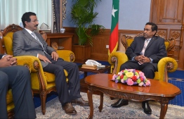 Dubai Ports World Chairman visits former President Abdulla Yameen Abdul Gayoom during his presidency. Last night, Yameen stated that their request to buy the Maldives' port was denied during his administration. -- Photo: Mihaaru
