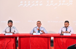Minister of City, Local Government, and Public Works, Adam Shareef speaking at the press conference -- Photo: Nishan Ali