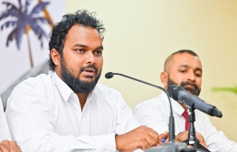 General Secretary of the Carrom Association, Hussain Raushan speaking at the press conference to announce Maldives as the host for the Asian Carrom Championship.