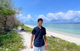 Anoof posing for the Edition at the beach in Phase 2, Hulhumale.