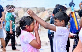 Eid Festivities - Fen Kulhi / Kula Jehun [Water and Colour play].-- Photo: Nishan Ali / Mihaaru