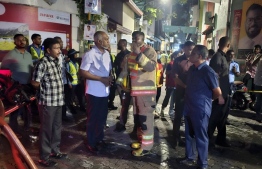 President Dr Muizzu attended the scene of the fire tonight.