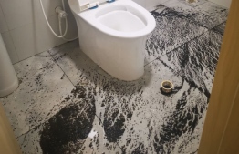 Sewage leak in a bathroom in Male'.-- Photo: NDMA
