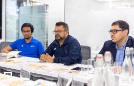 During the meeting between the Maldives Olympic Company and the FIFA delegation. -- Photo: Ismail Thoriq / MOCC