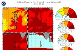 Chart illustrating Maldives coral bleaching stage -- Photo: "Coral Reef Watch"