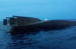 The capsized landing craft.-- Photo: MNDF