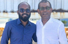 The Democrats' candidate, Mohamed Azim Ali with President Mohamed Nasheed.
Photo; Facebook