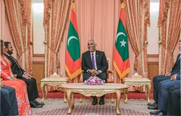 President Dr Mohamed Muizzu at the ceremony held on Tuesday to present letters to the nine newly appointed ambassadors and high commissioners of seven countries and permanent representatives to the United Nations (PMNY) and the United Nations Office in Geneva. -- Photo: President's Office
Use this caption