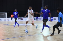 The Maldivian National Futsal team at a practice game.