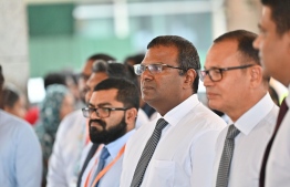 Managing Director of Maldivian's parent company Island Aviation Ibrahim Iyas attending the ceremony held at Velana International Airport on Wednesday to commemorate the addition of the new aircraft to Maldivian airline's fleet -- Photo: Nishan Ali / Mihaaru News