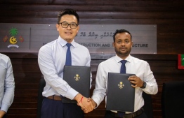 The agreement to develop the technical and financial proposal of the 1000 housing unit in Eydhafushi was signed today -- Photo: Construction Ministry