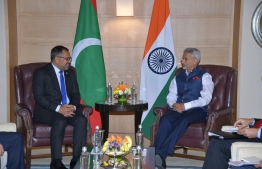 Minister of Foreign Affairs, Moosa Zameer and Minister of External Affairs of India, S. Jaishankar during the meeting in India last Thursday.
