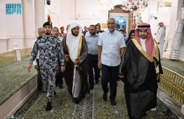 President Dr Mohamed Muizzu, First Lady Sajidha Mohamed and senor officials of the government tour Masjid al-Nabawi -- Photo: President's Office