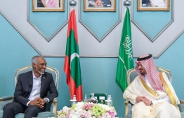 President Dr Mohamed Muizzu and Crown Prince of Madinah Salman bin Sultan bin Abdul Azeez Al Saud.