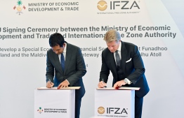 MoU signing between Government of Maldives and Dubai based firm IFZA -- Photo: Nishan Ali | Mihaaru