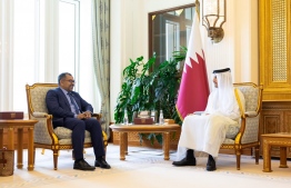 Foreign Minister Zameer meets with Prime Minister of Qatar.-- Photo: Foreign Ministry
