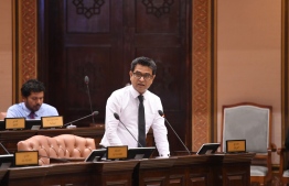 MP for Hoarafushi Constituency, Ahmed Saleem speaking at the final sitting of the 19th parliamentary term held today. -- Photo: Parliamentary Institution