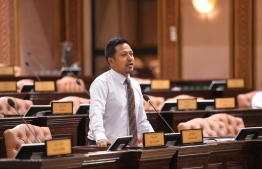 MP for North Maafannu Constituency, Imthiyaz Fahmy speaking at the final sitting of the 19th parliamentary term held today. -- Photo: Parliamentary Institution
