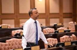 MP for Kendhoo Constituency, Ali Hussain speaking at the final sitting of the 19th parliamentary term held today. -- Photo: Parliamentary Institution