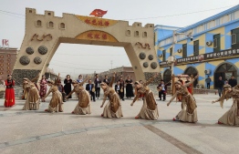 A folk dance performed Daxi Village in Yuli County, Korla
