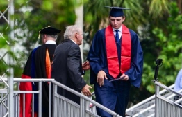 Barron Trump, son of  former US President Donald Trump and former First Lady Melania Trump, takes part in his graduation at Oxbridge Academy in Palm Beach, Florida, May 17, 2024. -- Photo: Giorgio Viera / AFP