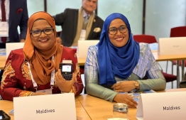 CEO and Chairperson of DSM Aishath Shiruhana (L) and Medical Director of DSM Dr Aminath Malha Saeed during the International Diabetes Federation Congress 2022 held in Lisbon, Portugal. -- Photo: DSM