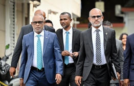 Speaker of Parliament Abdul Raheem Abdulla and Deputy Speaker of Parliament Ahmed Nazim.-- Photo: Nishan Ali / Mihaaru