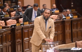 MP Ibrahim Mohamed casting his vote to elect Deputy Speaker of Parliament.-- Photo: Parliament Secretariat
