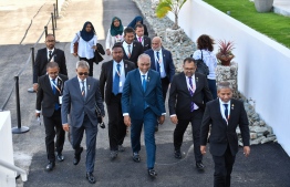 During President Dr Mohamed Muizzu on his way to attend a meeting of the fourth International Conference on Small Island Developing States (SIDS4) held in Antigua and Barbuda. -- Photo: President's Office