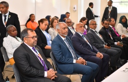 President Dr Mohamed Muizzu attending the “Smart Maldives: Journey towards a digitally inclusive community” side-event held at the fourth International Conference on Small Island Developing States (SIDS4) held in Antigua and Barbuda. -- Photo: President's Office