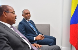 During President Dr Mohamed Muizzu's meeting with the Prime Minister of Antigua and Barbuda, Gaston Browne. -- Photo: President's Office
