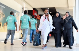 A pilgrim of the first Hajj group departing from Maldives at the Velana International Airport (VIA) on Friday before his departure to Saudi Arabia. -- Photo: Nishan Ali / Mihaaru News