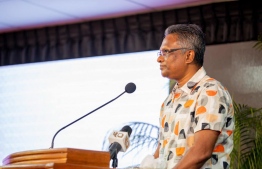 Mayor of Male' City, Adam Azim speaking at the ceremony held Friday night. -- Photo: Ministry of Islamic Affairs