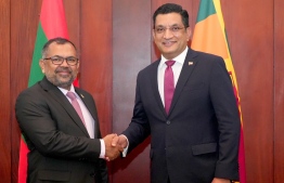 Foreign Minister Zameer with his counterpart in Sri Lanka Ali Sabry.-- Photo: Foreign Ministry