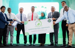 Special guests and senior representatives of Pesterminators accepting the carbon neutral certification awarded to the company during the third International Pest Management Conference held on May 26. -- Photo: Pesterminators Pvt Ltd