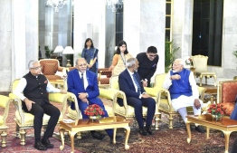 President Dr Mohamed Muizzu and Indian Prime Minister, Narendra Modi conversing during the meeting held with country leaders of the region that attended the swearing-in ceremony of Modi for his third consecutive term. -- Photo: President's Office