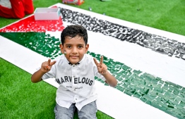 Children in the PSM premises during "Palestine aa eku Dhivehin," telethon, organized by state media, Public Service Media (PSM) -- Photo: Nishan Ali