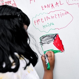 Children participate in activities during "Palestine aa eku Dhivehin," telethon, organized by state media, Public Service Media (PSM) -- Photo: Nishan Ali