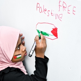 Children participate in activities during "Palestine aa eku Dhivehin," telethon, organized by state media, Public Service Media (PSM) -- Photo: Nishan Ali