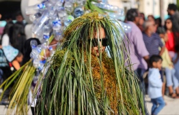 One of the 'Maali' in the 'Maali' parade performed at the Rasfannu beach area yesterday to celebrate Eid-al-Adha. -- Photo: Mihaaru News