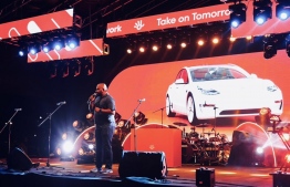 During the ceremony held by Dhiraagu to select a lucky winner of Dhiraagu 'Win a Tesla' promotion. -- Photo: Dhiraagu