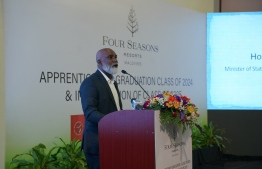 Minister of State for Higher Education, Labour and Skills Development, Ahmed Shafeeu speaks during the graduation ceremony -- Photo: Four Seasons Resorts Maldives