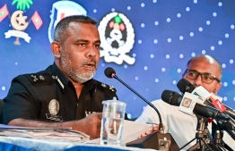 Assistant Commissioner of Prisons Mohamed Asif in today's press conference.-- Photo: Fayaz Moosa / Mihaaru