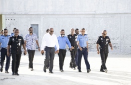 Home minister's visit to Maafushi Prison.-- Photo: MoHST