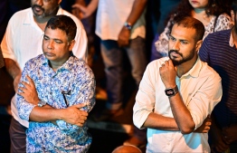 Managing Director of Fenaka Corporation Limited, Muaz Mohamed Rasheed speaking at the 'Haruge Ceremony' held at the People's National Congress (PNC) House last night. -- Photo: Fayaz Moosa / MIhaaru News